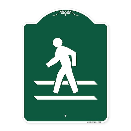 Signmission Pedestrian Crossing Heavy-Gauge Aluminum Architectural Sign, 24" x 18", GW-1824-9796 A-DES-GW-1824-9796